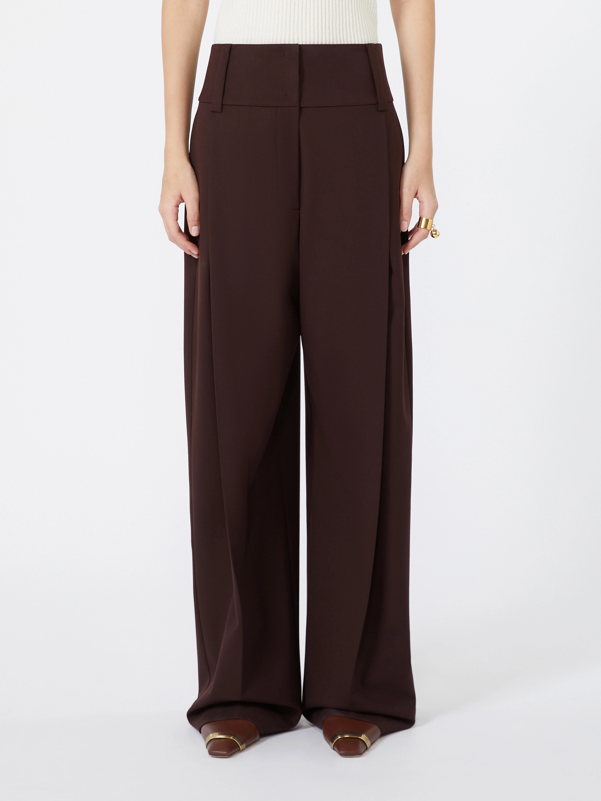 Stretch wool curved-leg trousers - PLUM - Sportmax - 2