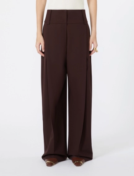 Stretch wool curved-leg trousers - PLUM - Sportmax - 2