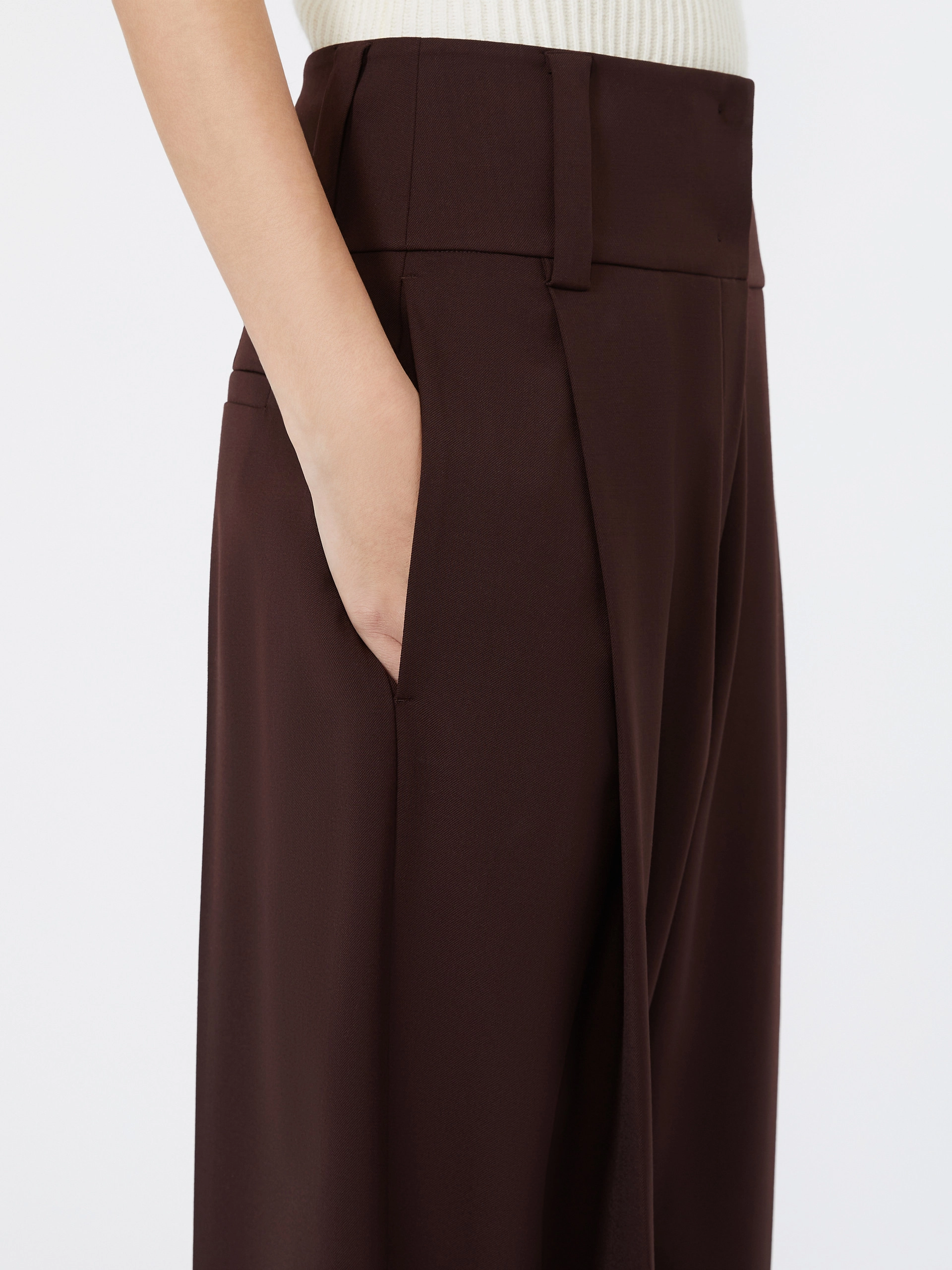 Stretch wool curved-leg trousers - PLUM - Sportmax - 4