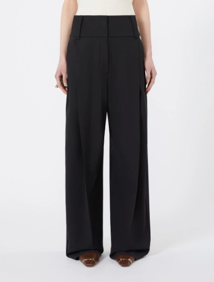 Stretch wool curved-leg trousers - BLACK - Sportmax - 2