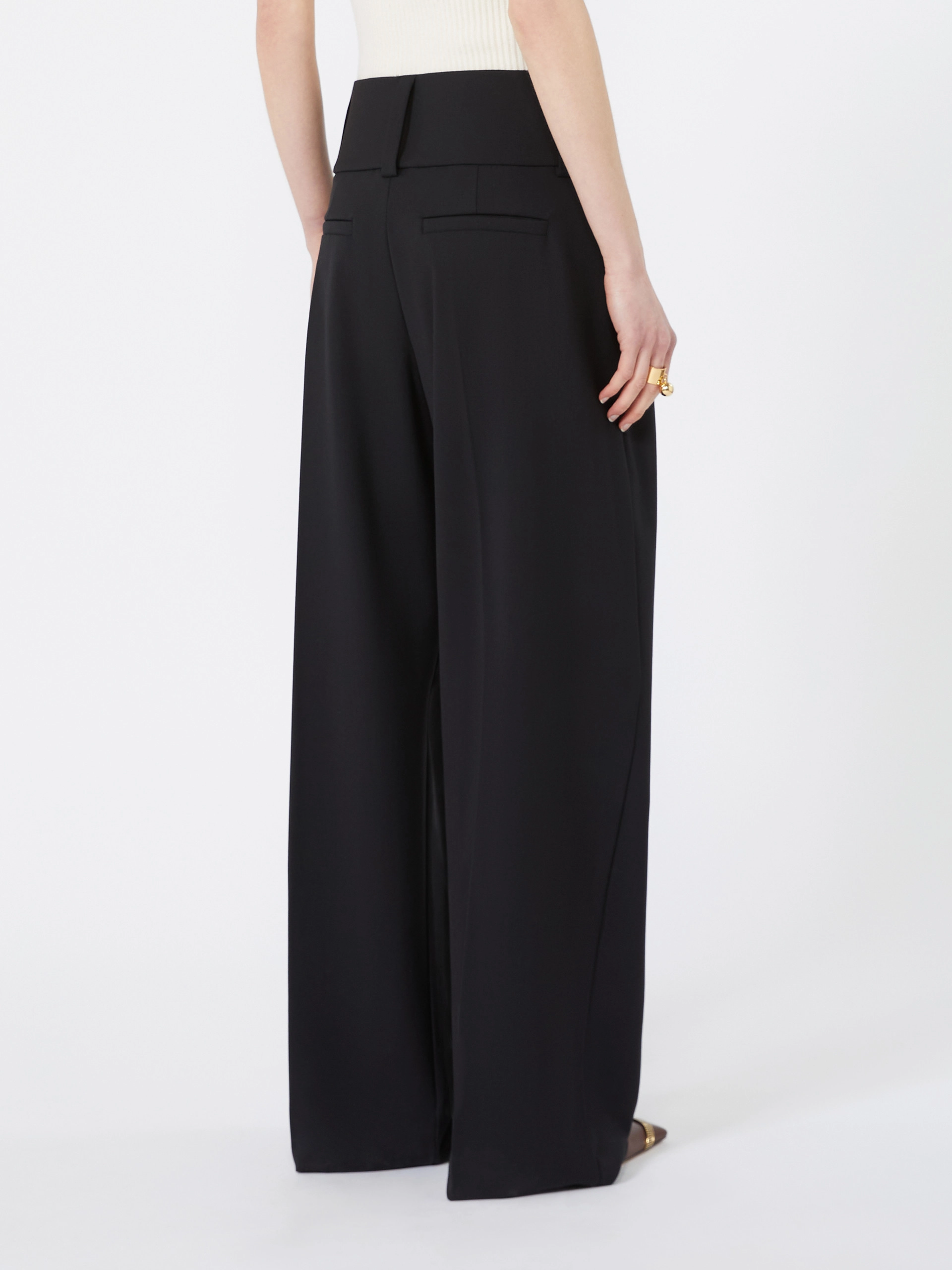 Stretch wool curved-leg trousers - BLACK - Sportmax - 3