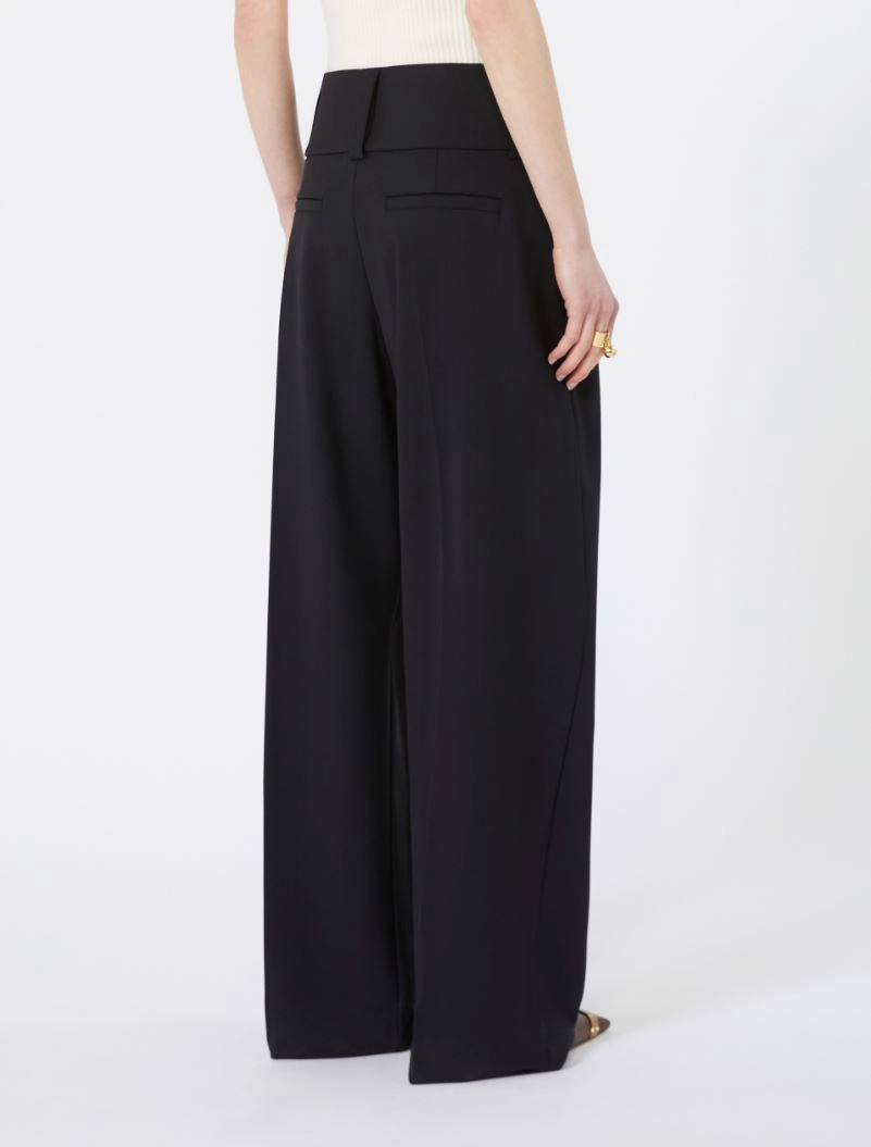 Stretch wool curved-leg trousers - BLACK - Sportmax - 3