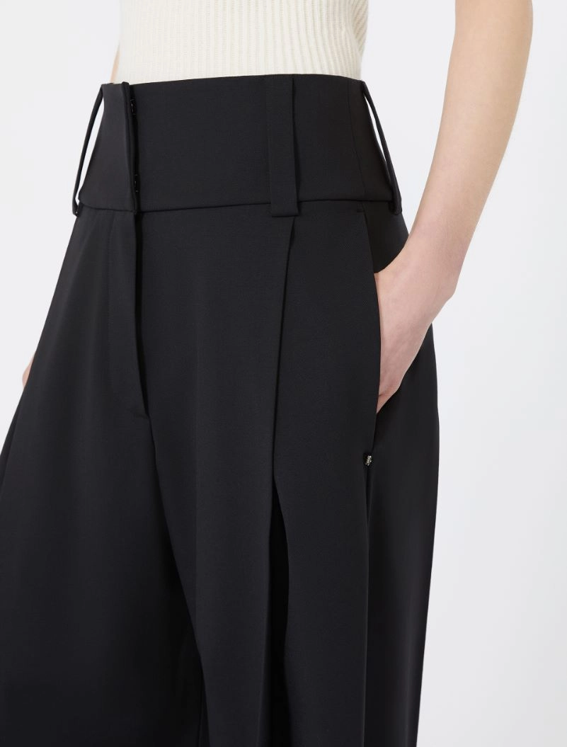 Stretch wool curved-leg trousers - BLACK - Sportmax - 4