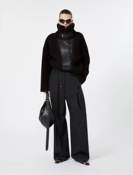 Stretch wool curved-leg trousers - Sportmax