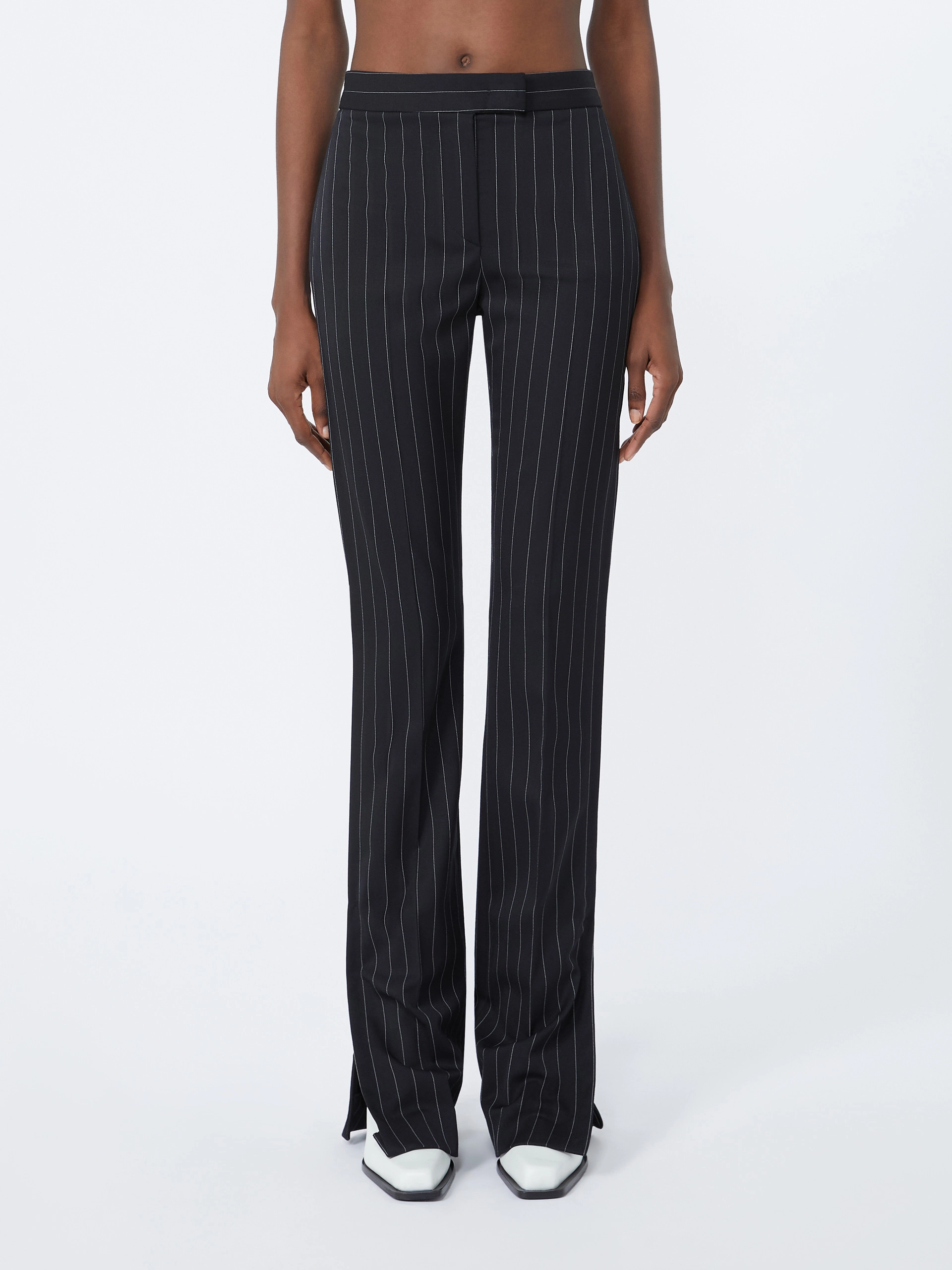 Stretch wool slim flared trousers - BLACK - Sportmax - 2
