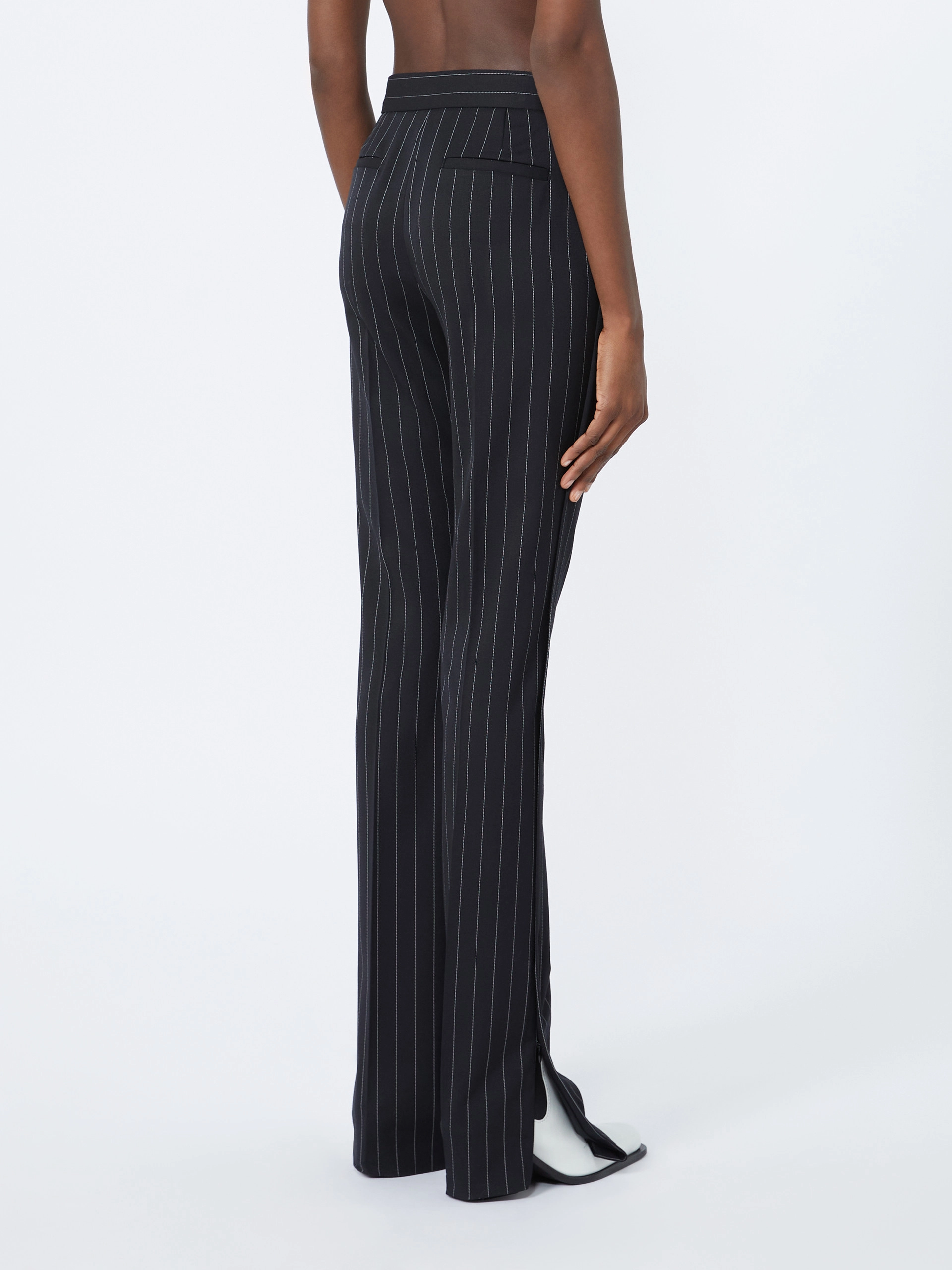 Stretch wool slim flared trousers - BLACK - Sportmax - 3