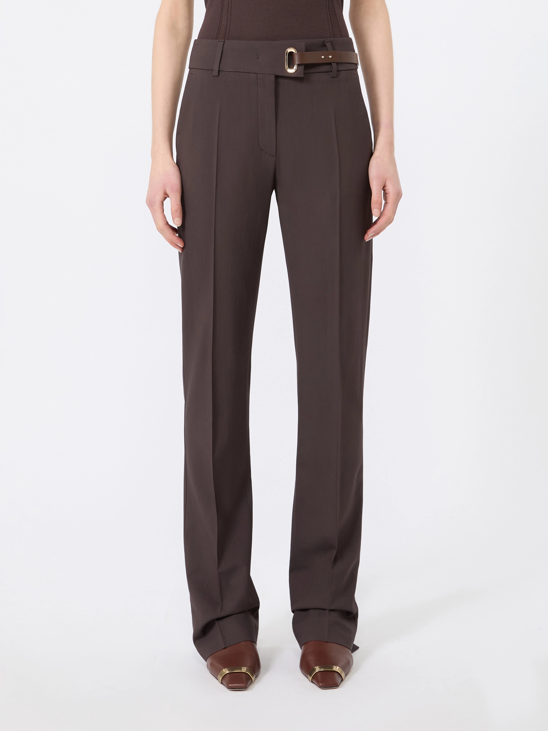 Slim-fit stretch viscose trousers - CHOCOLATE - Sportmax - 2