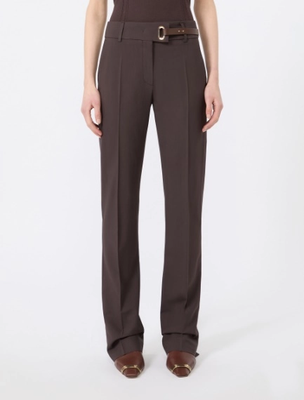 Slim-fit stretch viscose trousers - CHOCOLATE - Sportmax - 2