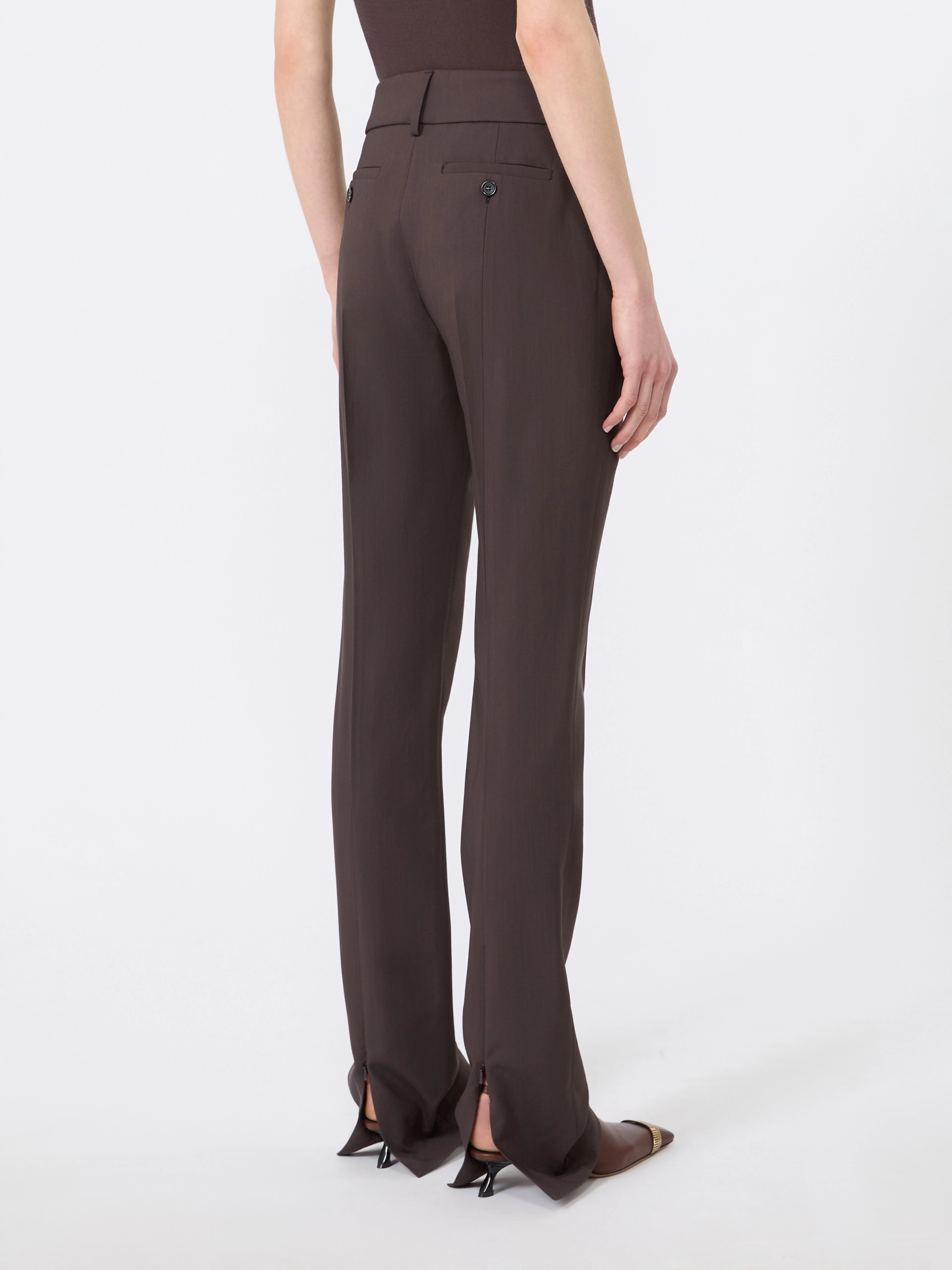 Slim-fit stretch viscose trousers - CHOCOLATE - Sportmax - 3