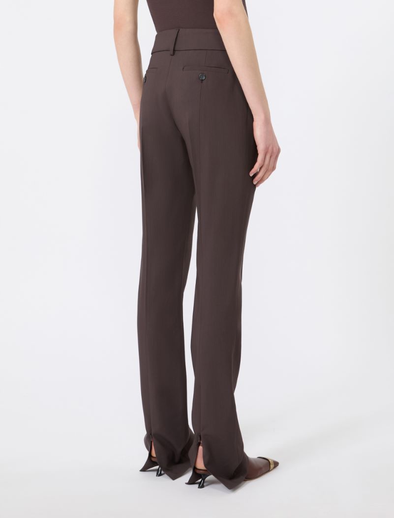 Slim-fit stretch viscose trousers - CHOCOLATE - Sportmax - 3