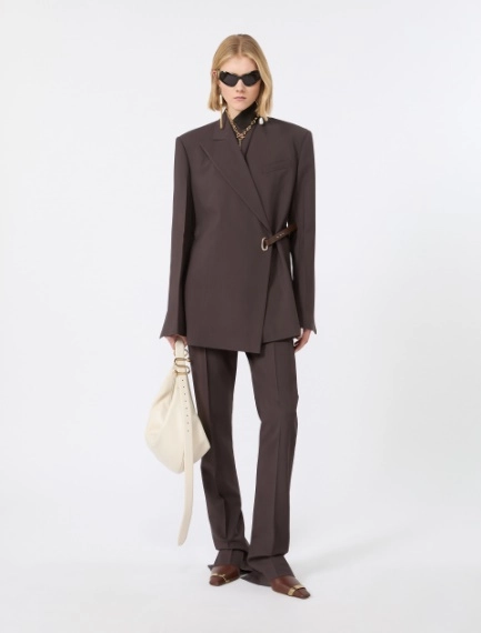 Slim-fit stretch viscose trousers - CHOCOLATE - Sportmax