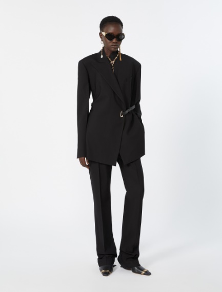 Slim-fit stretch viscose trousers - BLACK - Sportmax