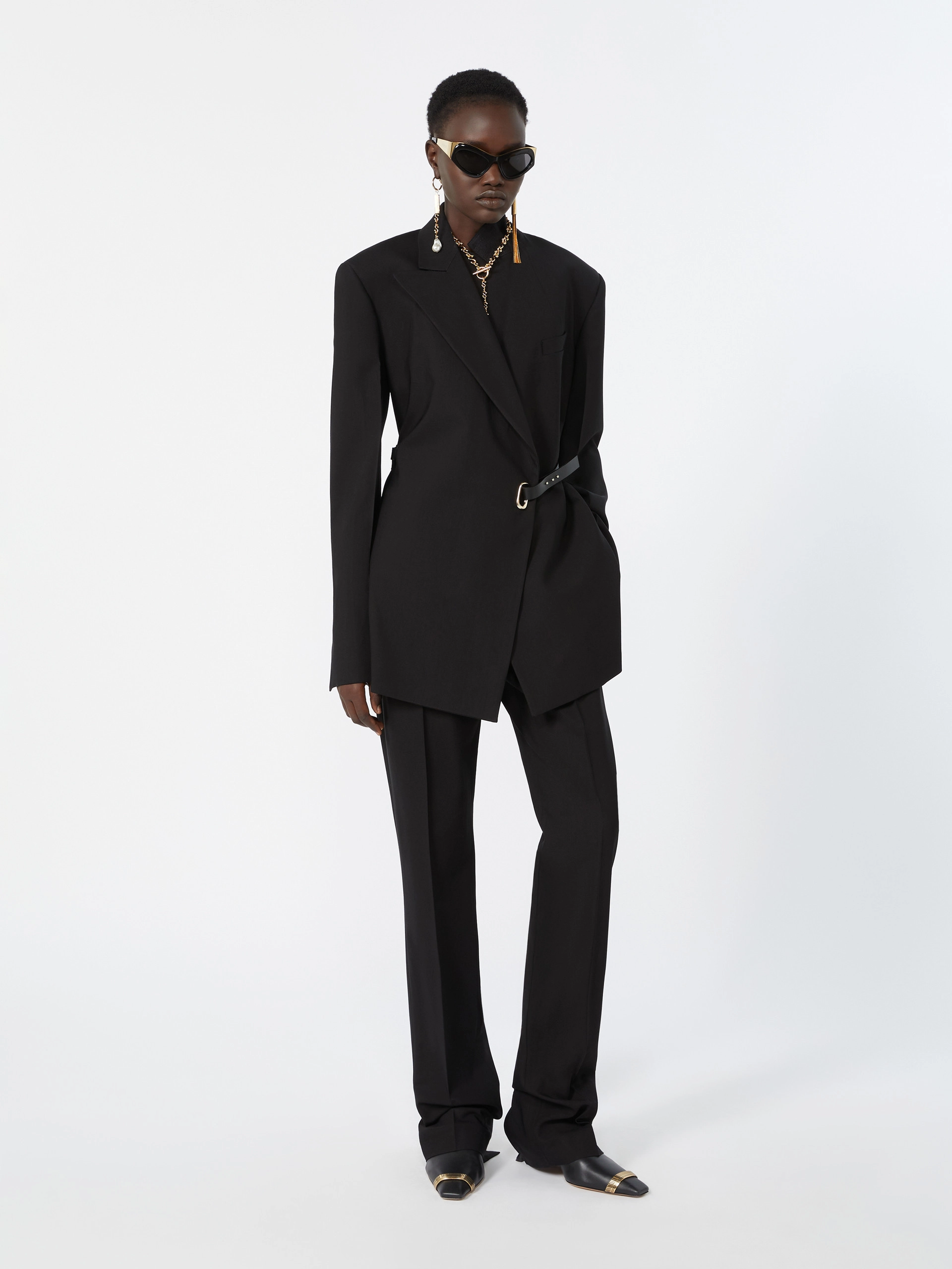 Slim-fit stretch viscose trousers - BLACK - Sportmax