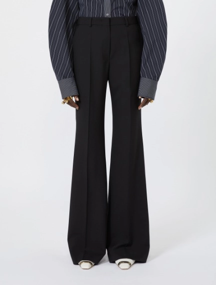 Slim flared wool trousers - BLACK - Sportmax - 2