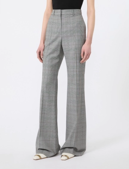 Flared Glen plaid wool trousers - WHITE BLACK - Sportmax - 2