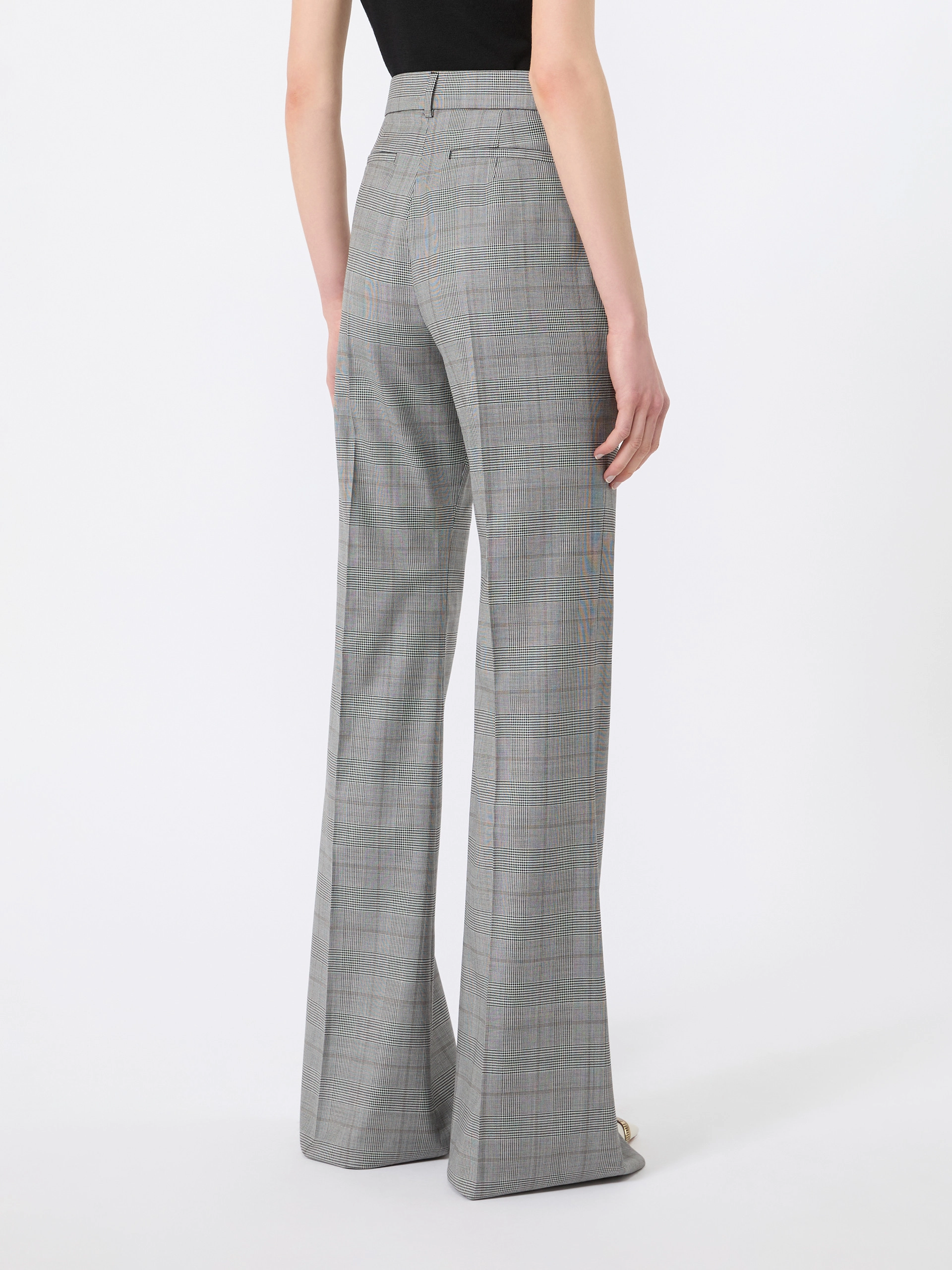 Flared Glen plaid wool trousers - WHITE BLACK - Sportmax - 3