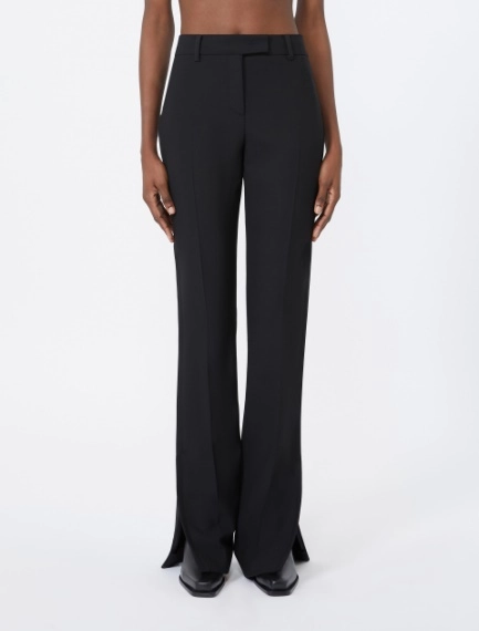 Double technical wool slim flared trousers - BLACK - Sportmax - 2
