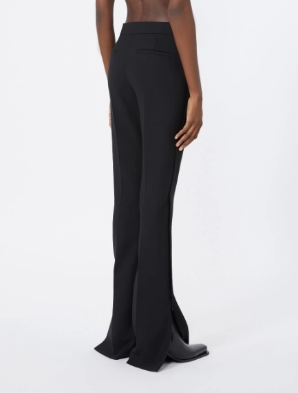 Double technical wool slim flared trousers - BLACK - Sportmax - 3