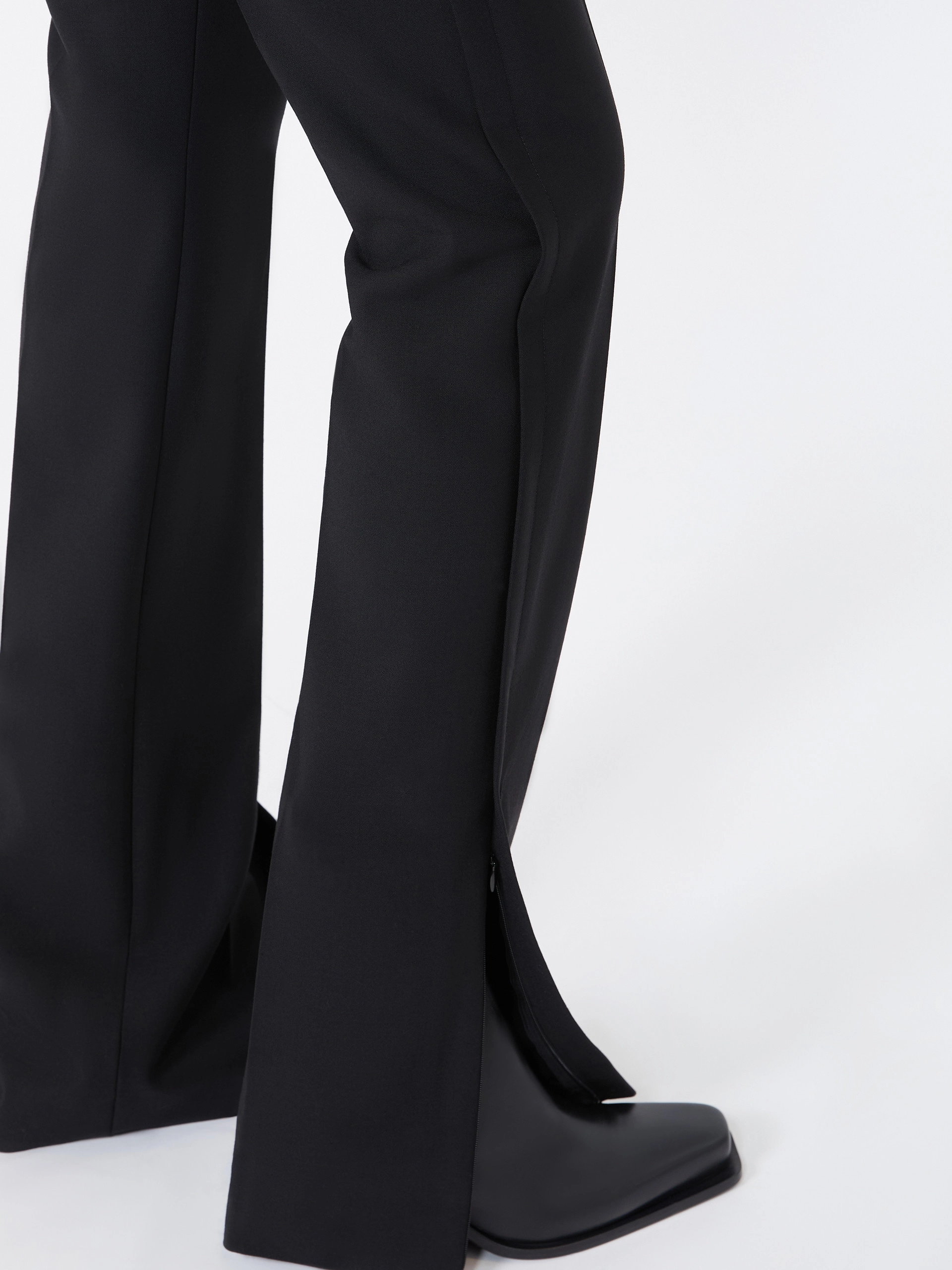 Double technical wool slim flared trousers - BLACK - Sportmax - 4