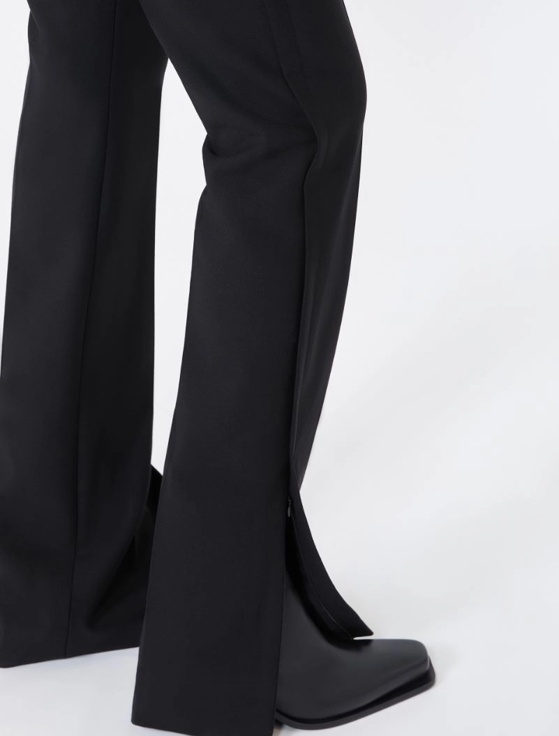 Double technical wool slim flared trousers - BLACK - Sportmax - 4