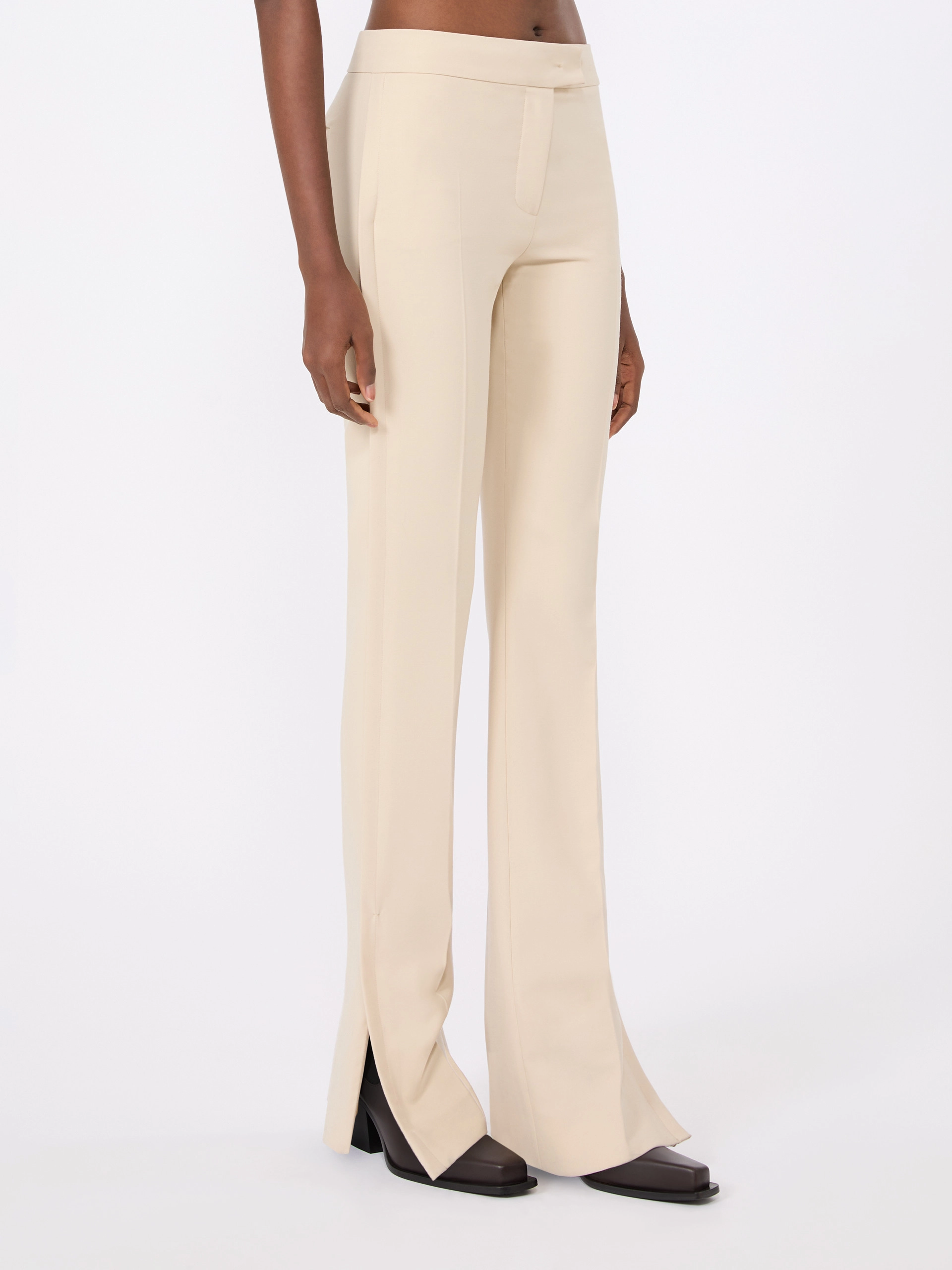 Double technical wool slim flared trousers - IVORY - Sportmax - 2