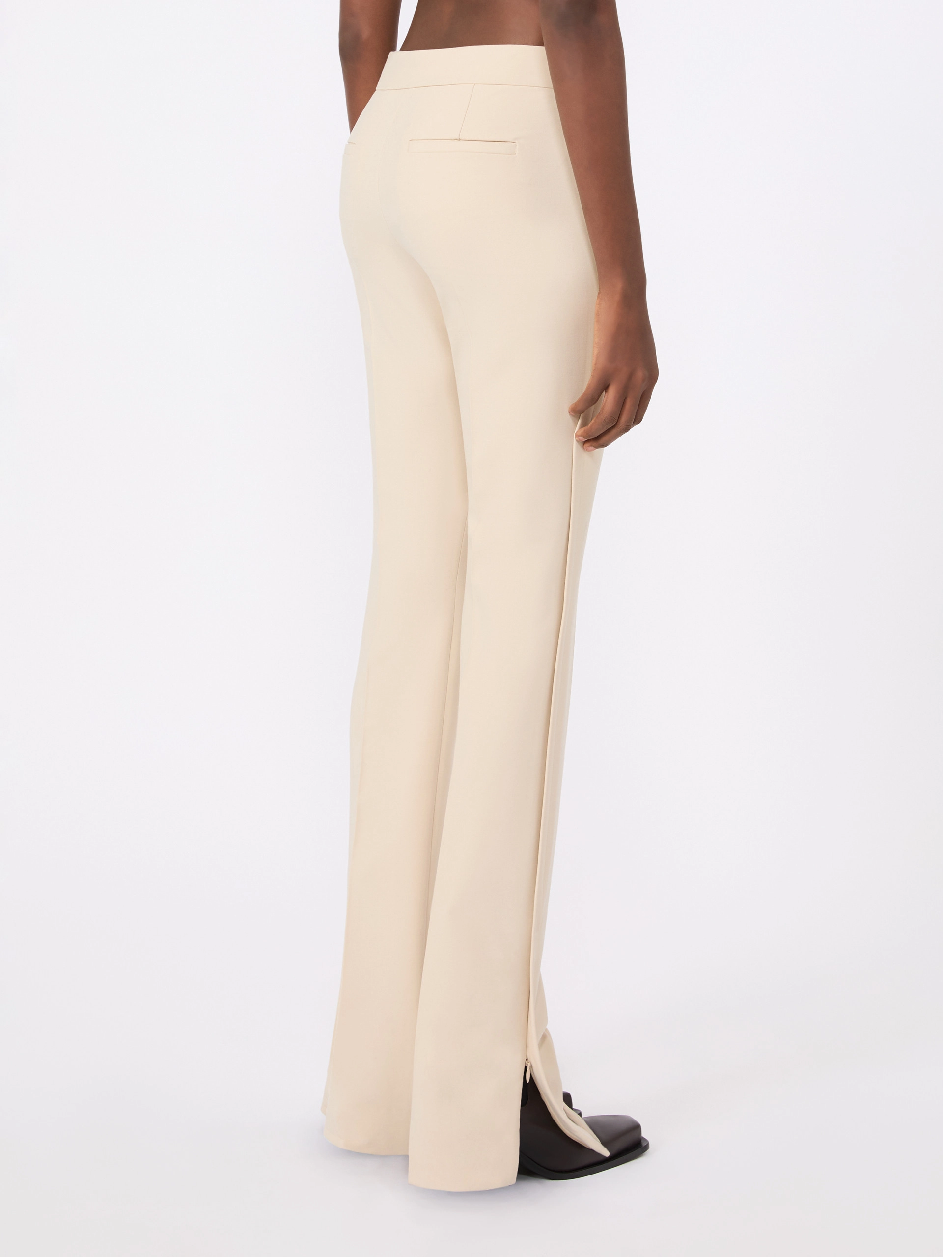 Double technical wool slim flared trousers - IVORY - Sportmax - 3