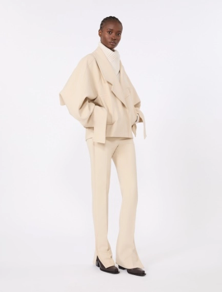 Double technical wool slim flared trousers - Sportmax