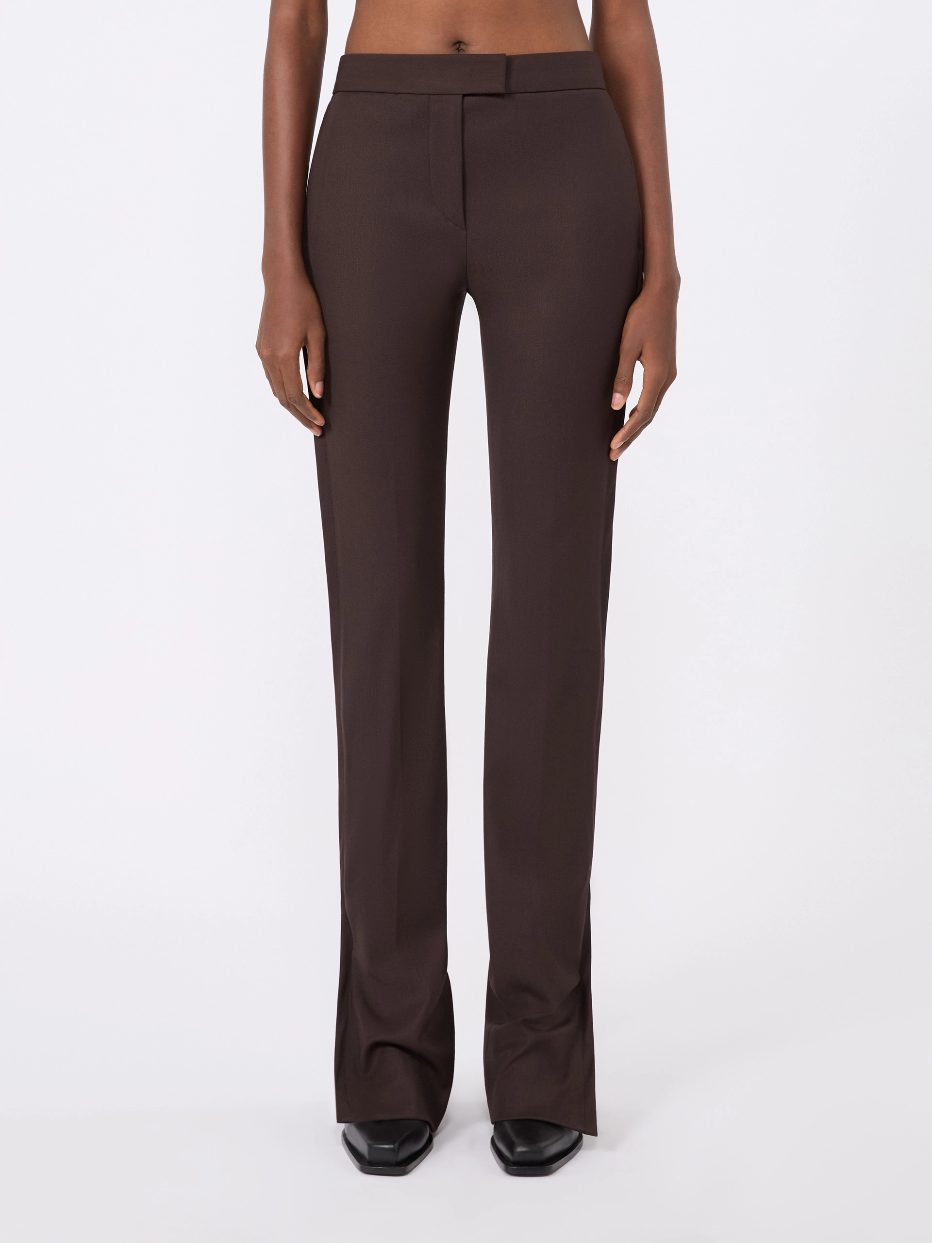 Gabardine low-rise slim flared trousers - COFFEE - Sportmax - 2