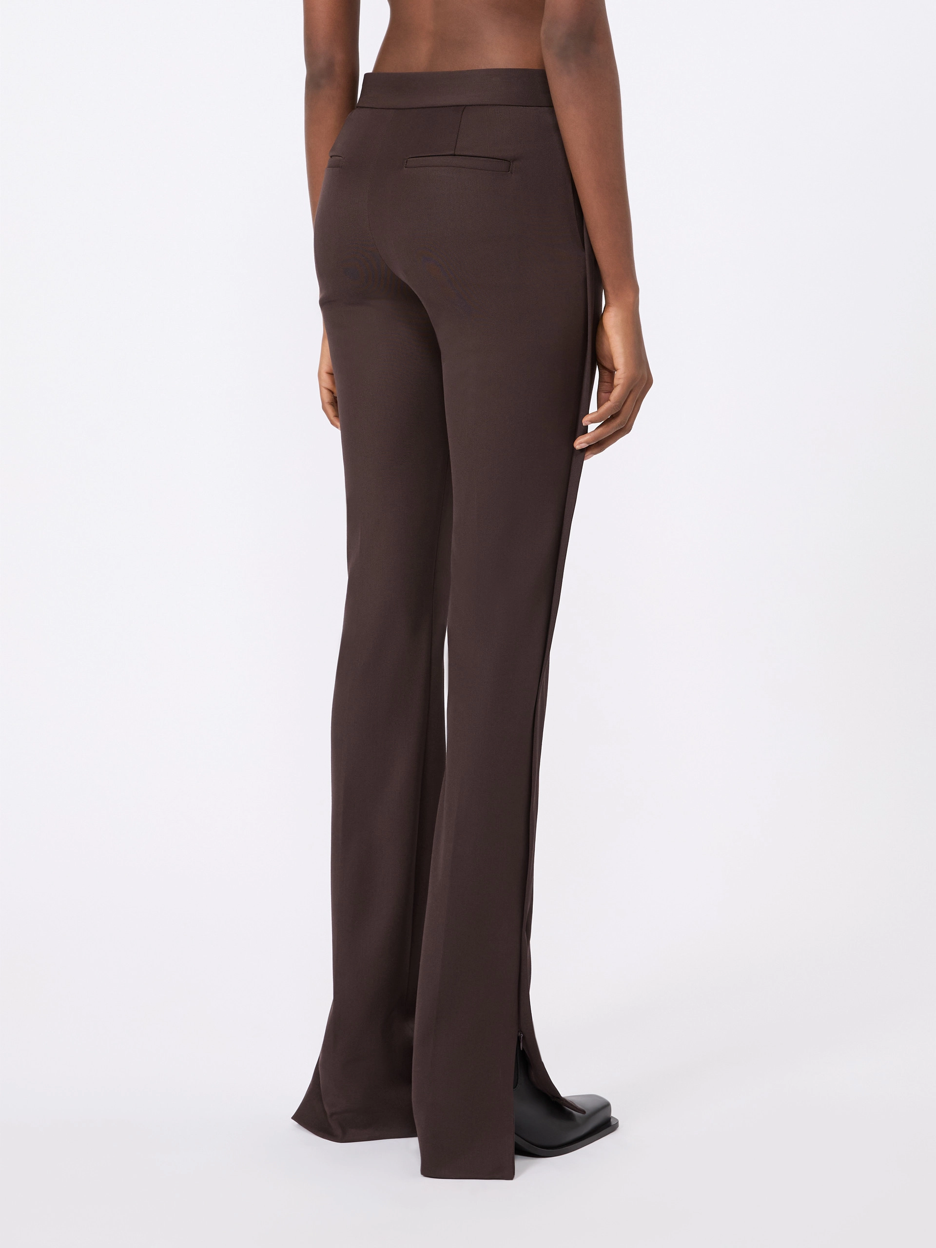 Gabardine low-rise slim flared trousers - COFFEE - Sportmax - 3
