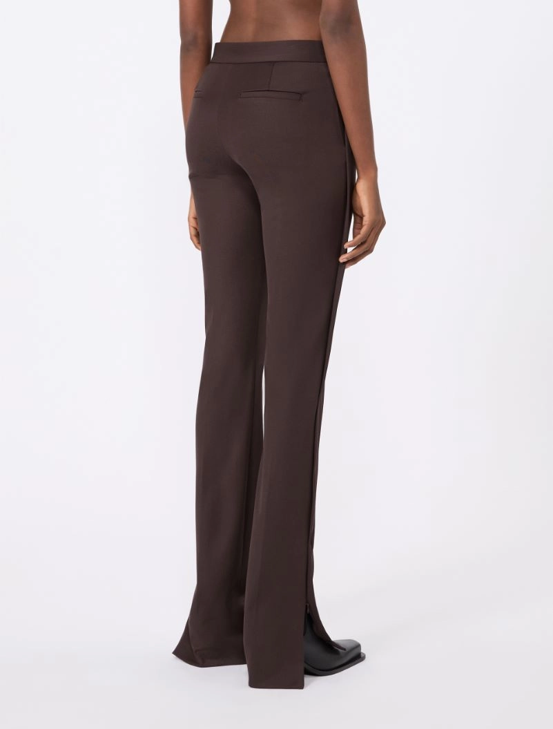 Gabardine low-rise slim flared trousers - COFFEE - Sportmax - 3