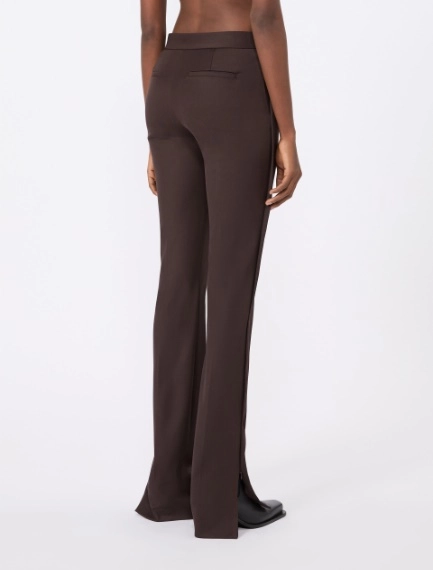 Gabardine low-rise slim flared trousers - COFFEE - Sportmax - 3