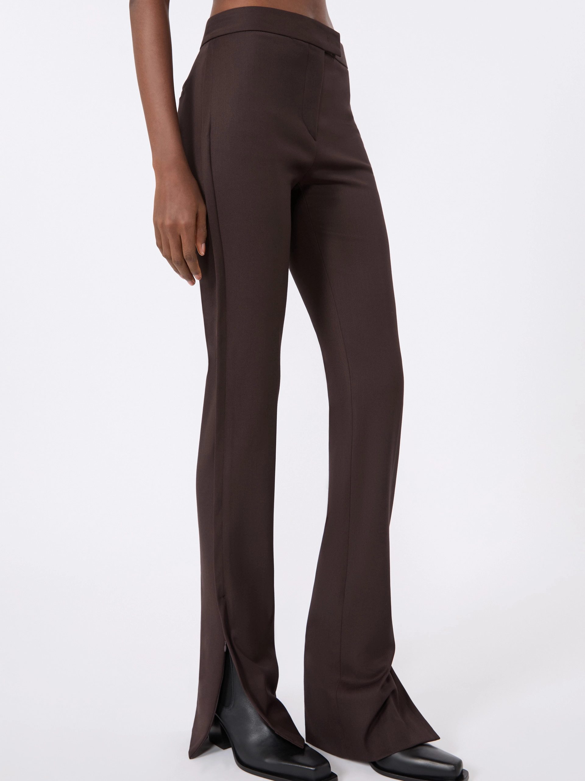 Gabardine low-rise slim flared trousers - COFFEE - Sportmax - 4