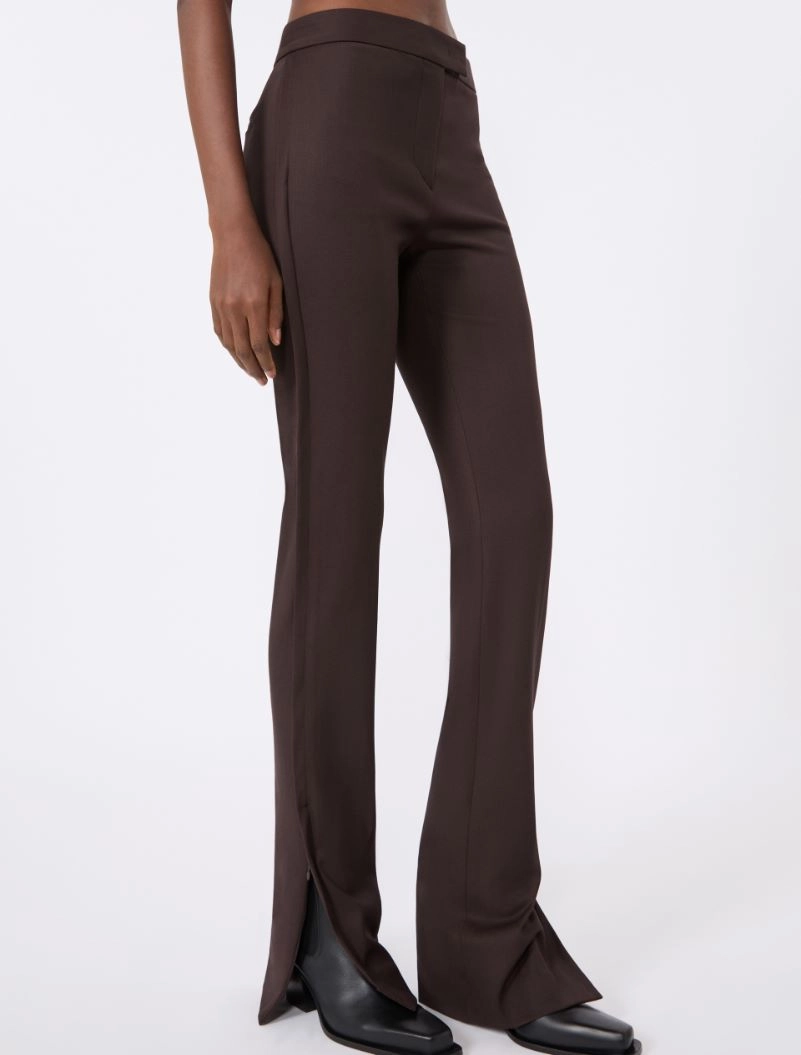 Gabardine low-rise slim flared trousers - COFFEE - Sportmax - 4