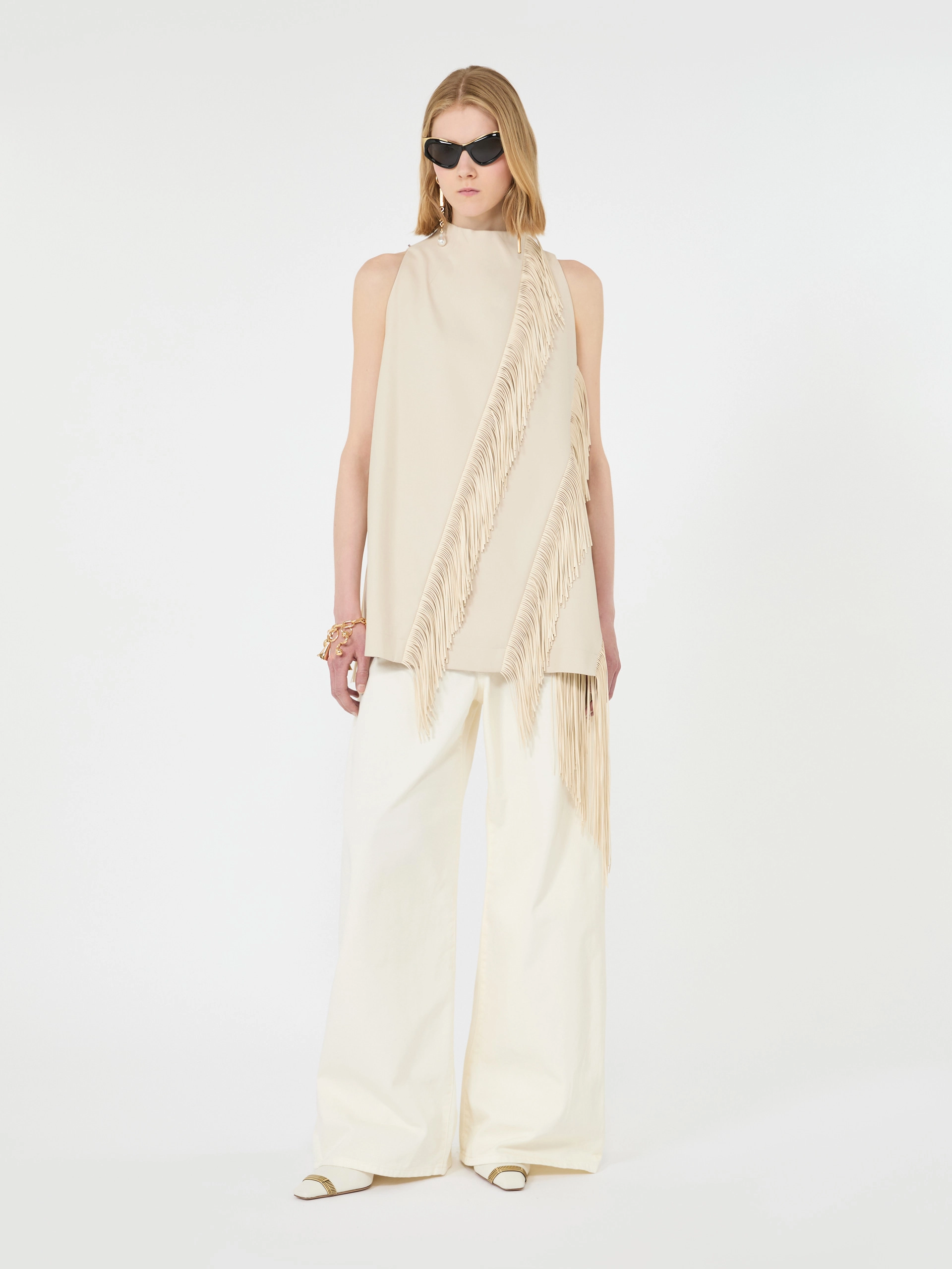 Fringed cotton top - MOSS GREEN - Sportmax