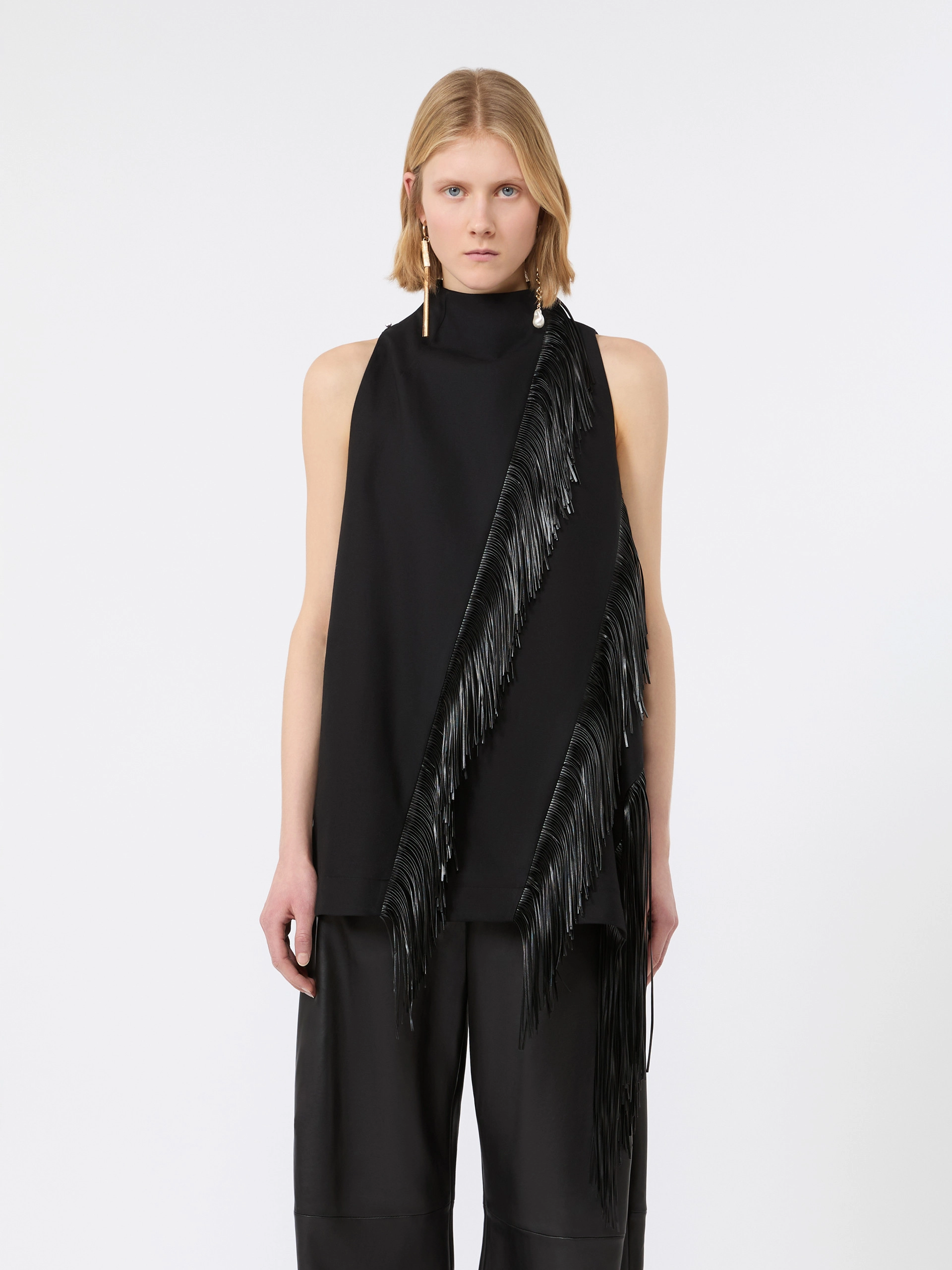 Fringed cotton top - BLACK - Sportmax - 2