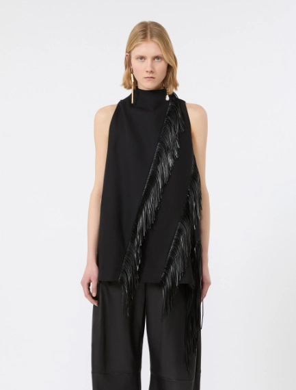 Fringed cotton top - BLACK - Sportmax - 2