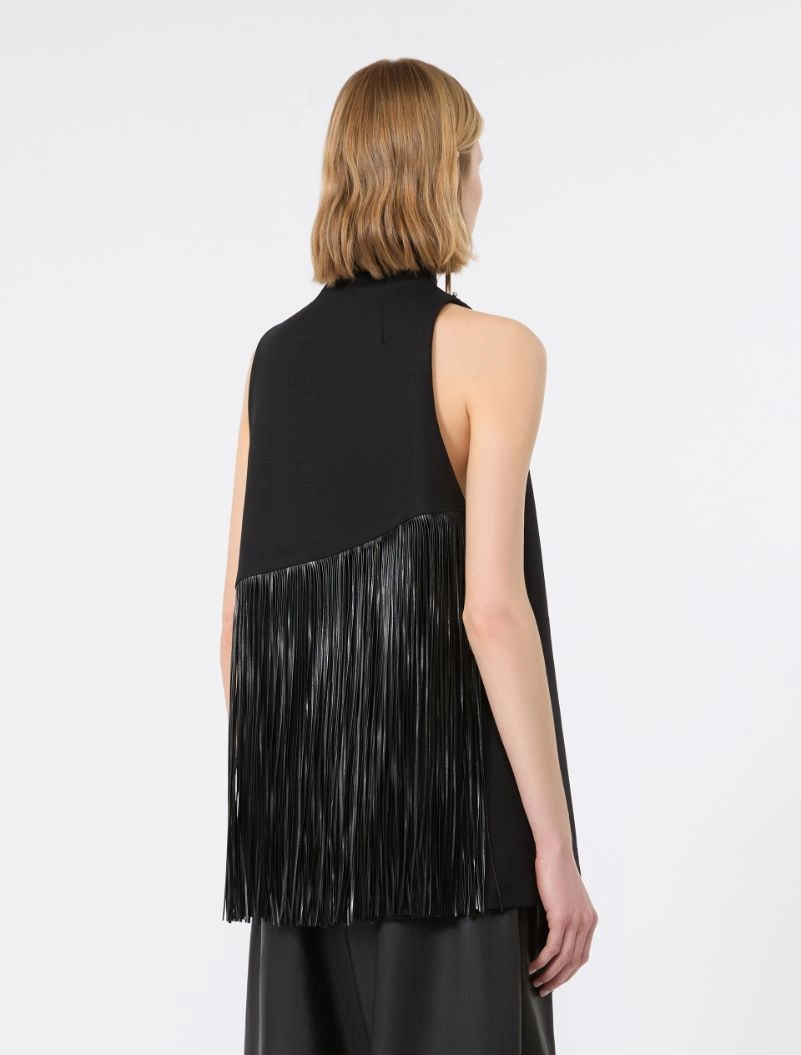 Fringed cotton top - BLACK - Sportmax - 3