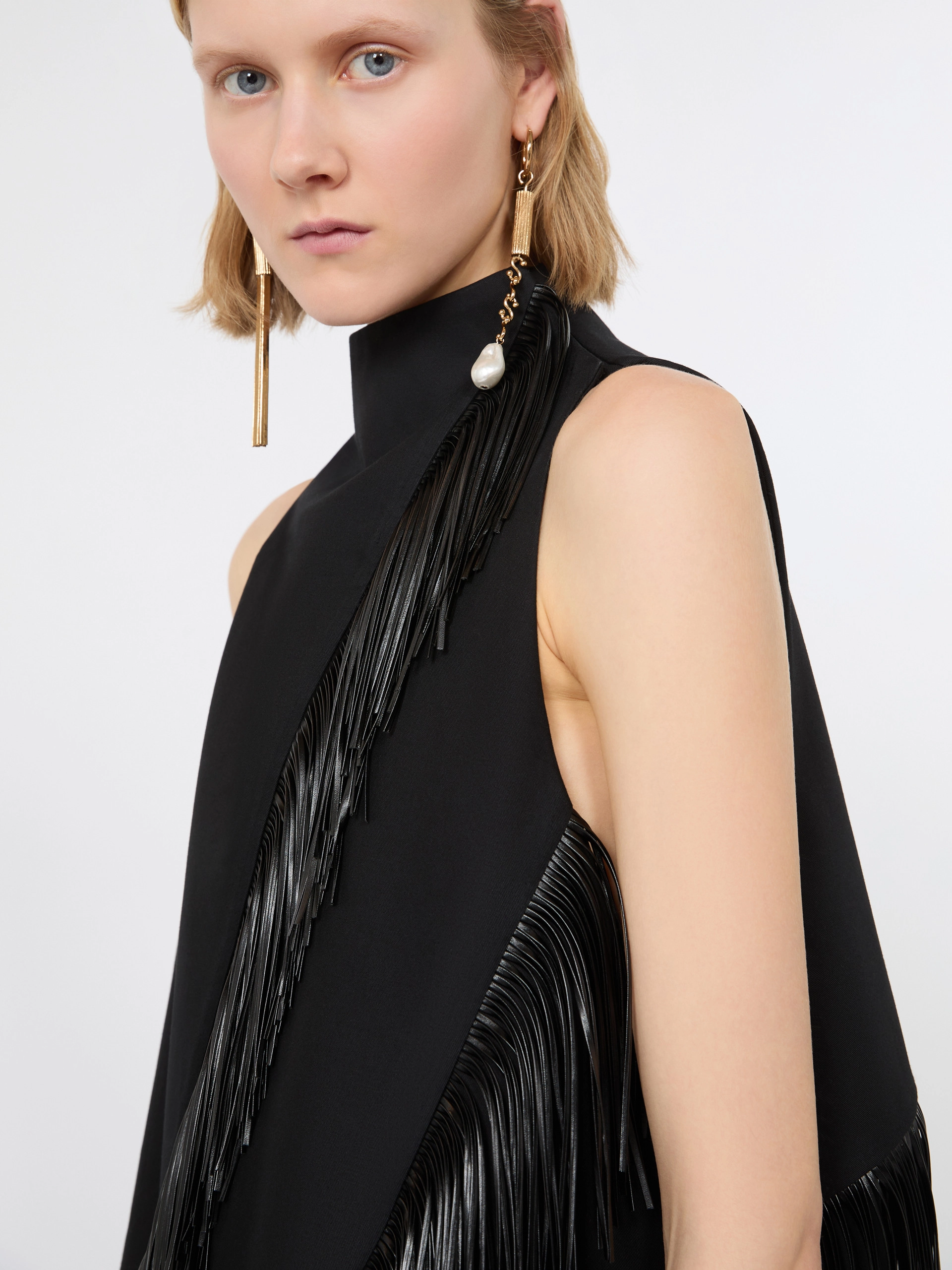 Fringed cotton top - BLACK - Sportmax - 5