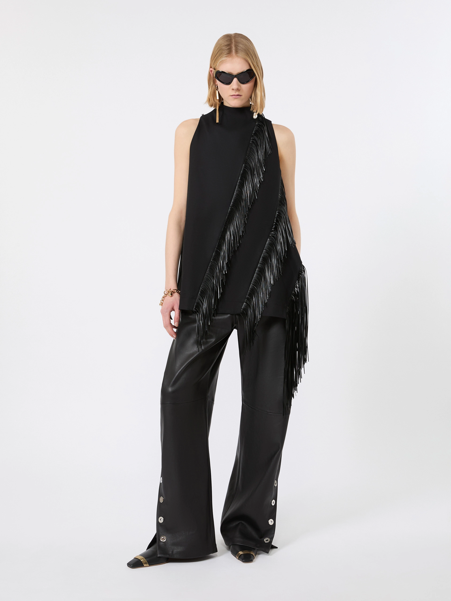 Fringed cotton top - BLACK - Sportmax