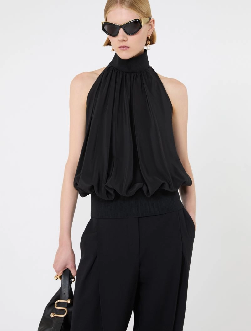 Sleeveless pure silk top - BLACK - Sportmax - 4