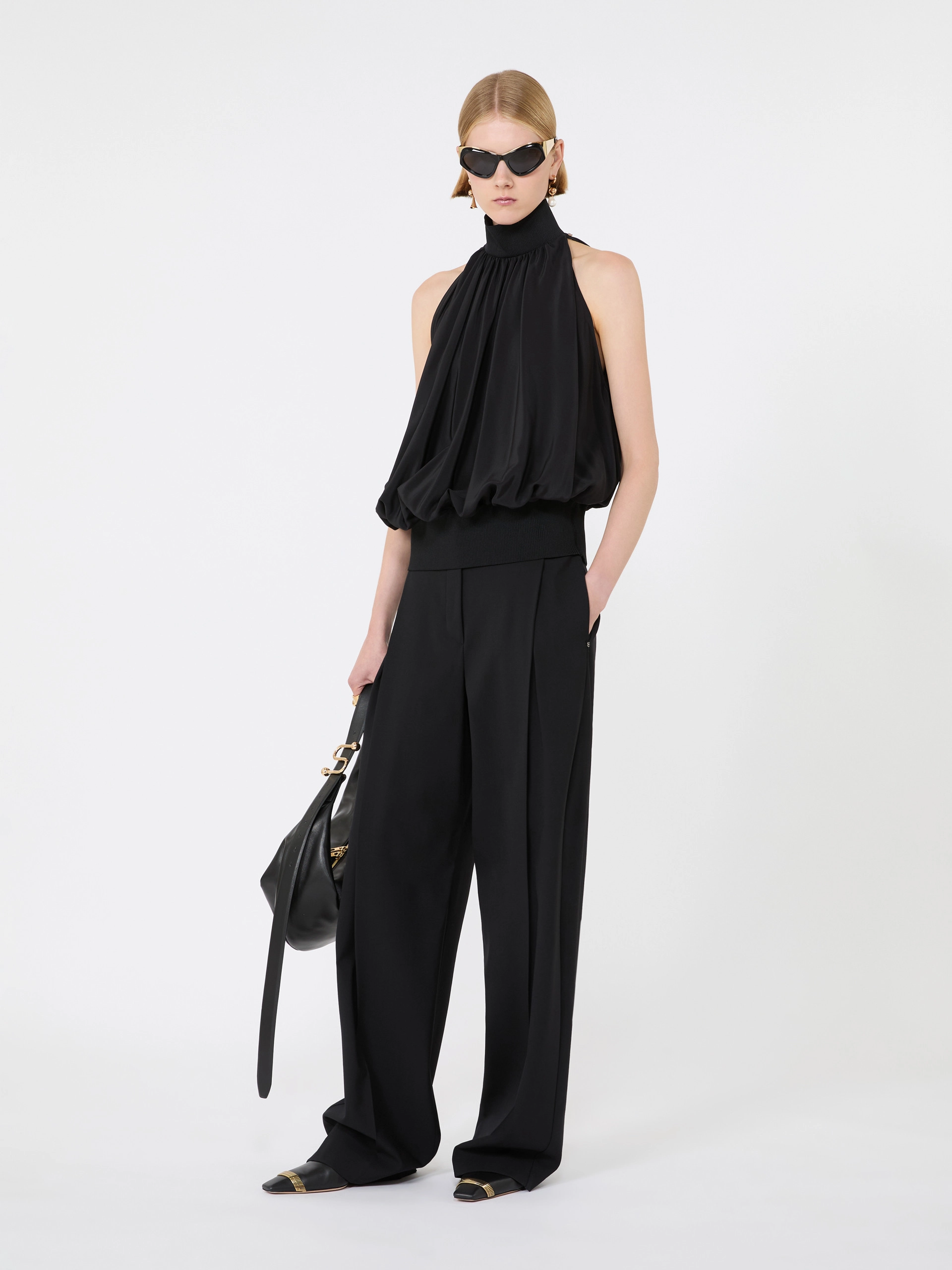 Sleeveless pure silk top - BLACK - Sportmax