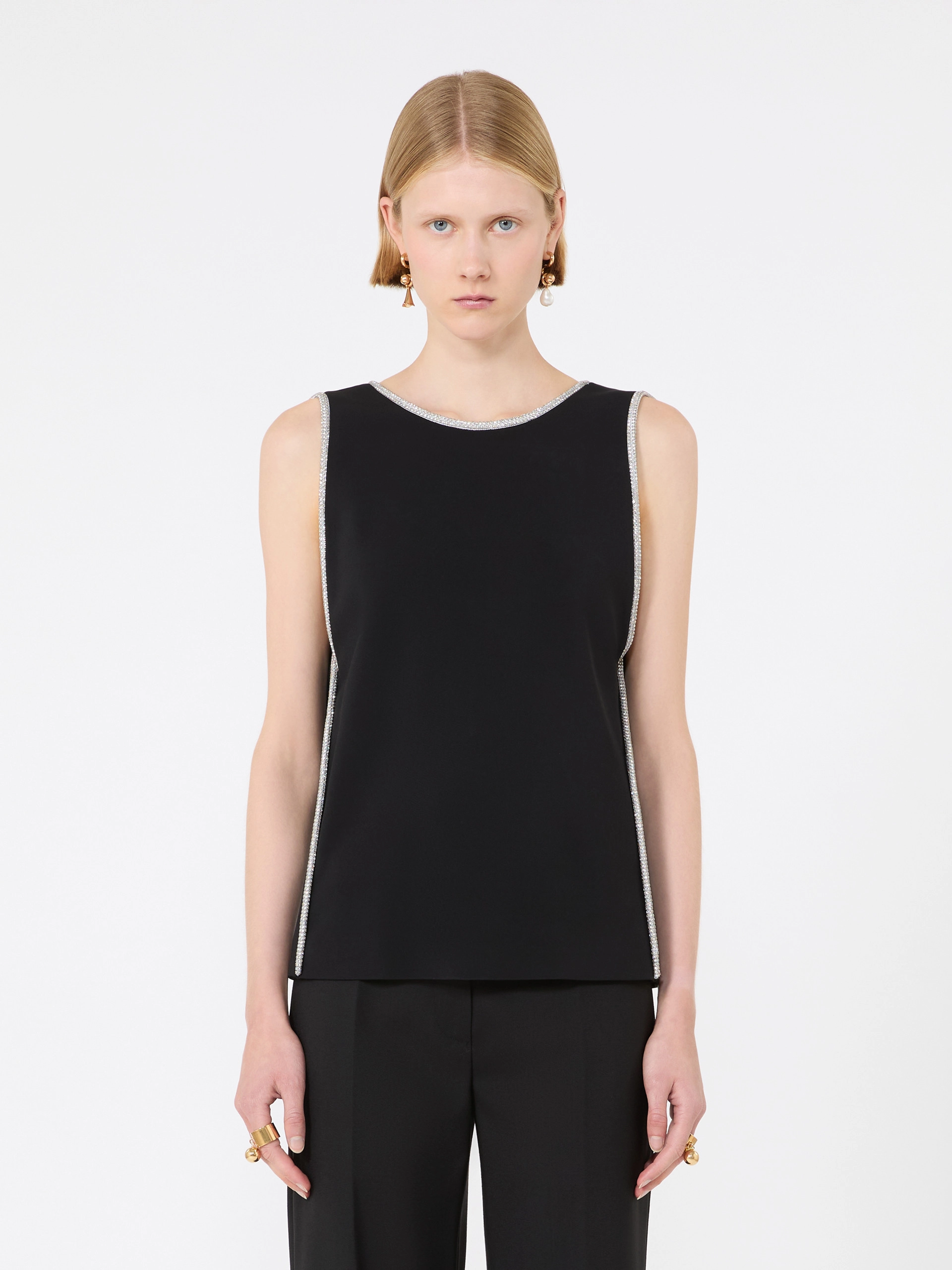Sleeveless viscose top - BLACK - Sportmax - 2