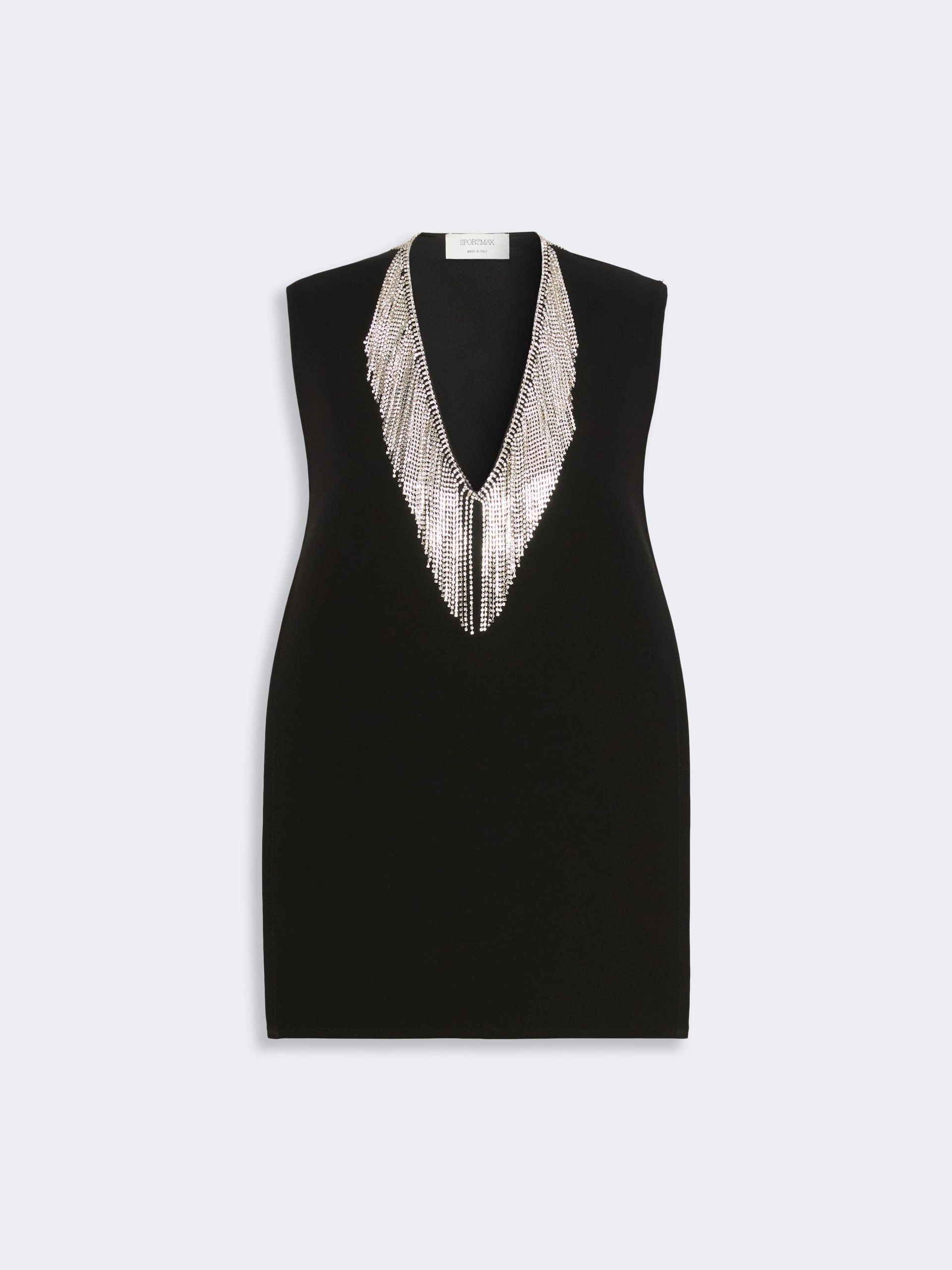 Rhinestone-detail sleeveless cady top - BLACK - Sportmax - 7