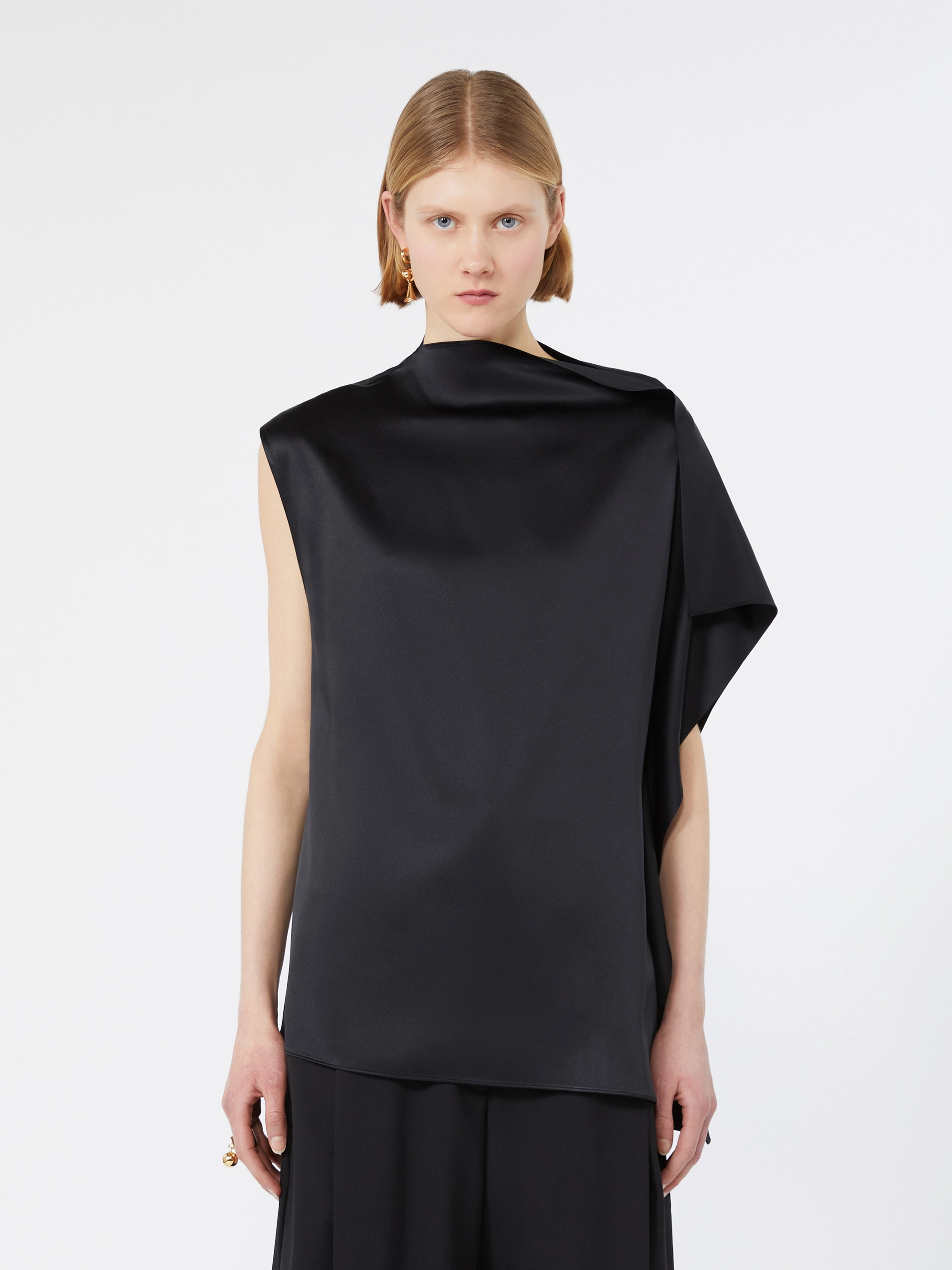 Top in seta con volant - NERO - Sportmax - 2