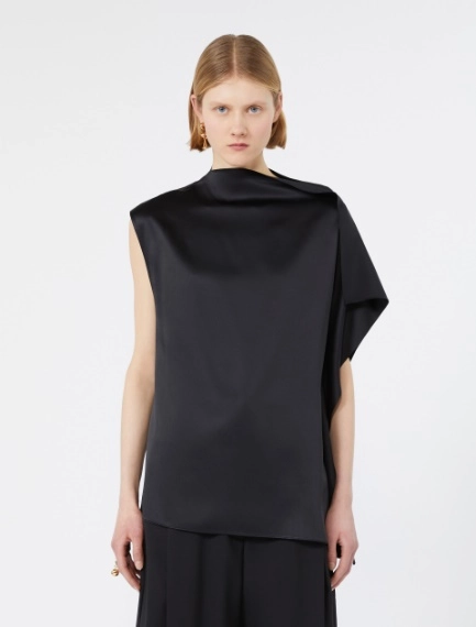 Top in seta con volant - NERO - Sportmax - 2