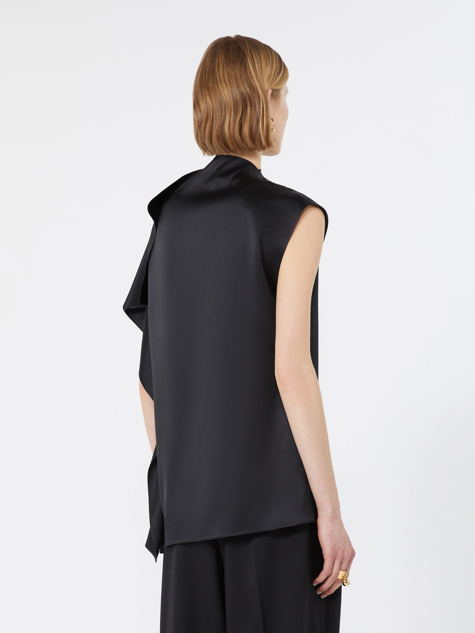 Top in seta con volant - NERO - Sportmax - 3