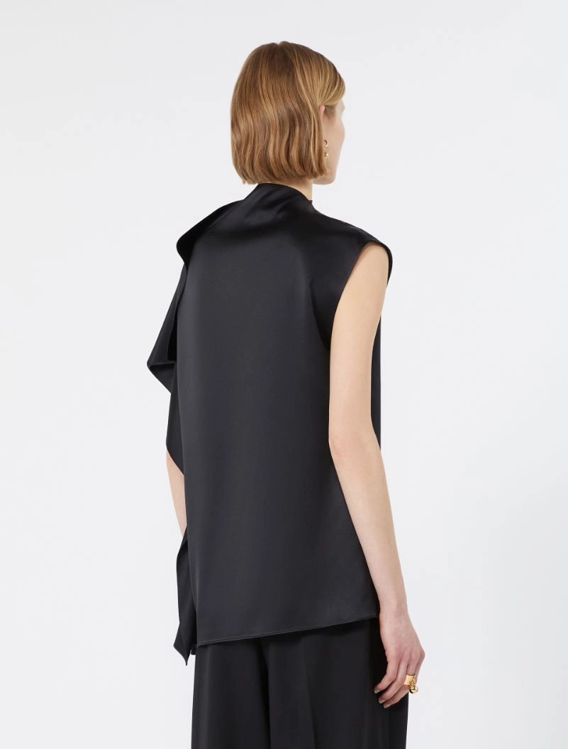 Top in seta con volant - NERO - Sportmax - 3