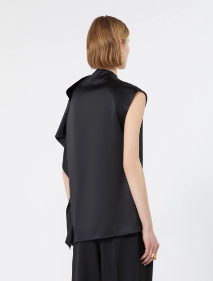 Top in seta con volant - NERO - Sportmax - 3