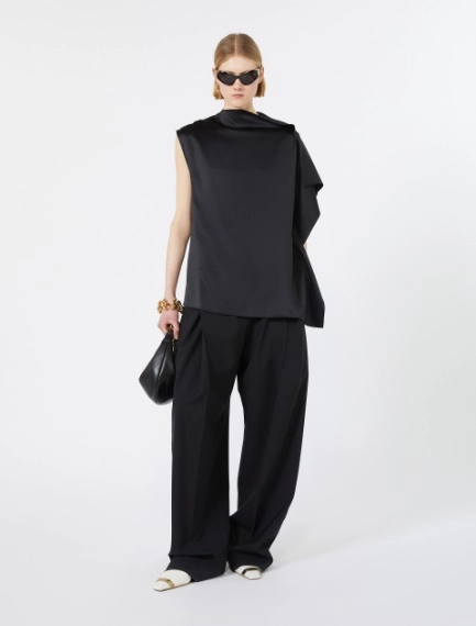 Top in seta con volant - NERO - Sportmax - 1