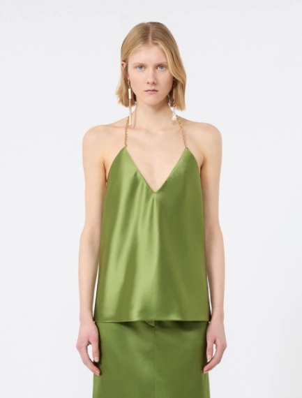 Straight-fit shiny satin top - PASTEL GREEN - Sportmax - 2